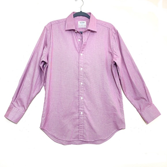 TM Lewin slim fit PURPLE collared button down long sleeve button cuff shirt - Picture 9 of 9